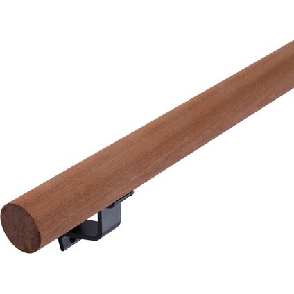 HANDYSTAIRS houten trapleuning - ronde leuning Ø 38 mm - mahonie - 270cm - rechte uiteinden