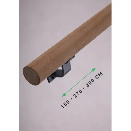 HANDYSTAIRS houten trapleuning - ronde leuning Ø 38 mm - mahonie - 150cm - rechte uiteinden 3