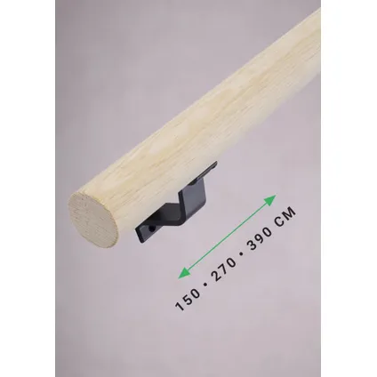 HANDYSTAIRS houten trapleuning - ronde leuning Ø 38 mm - grenen - 270cm - rechte uiteinden 3