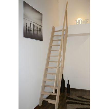 HandyStairs Escalier de meunier "Torino" avec main courante - largeur 62 cm - hauteur 280 cm - 13 marches en pin