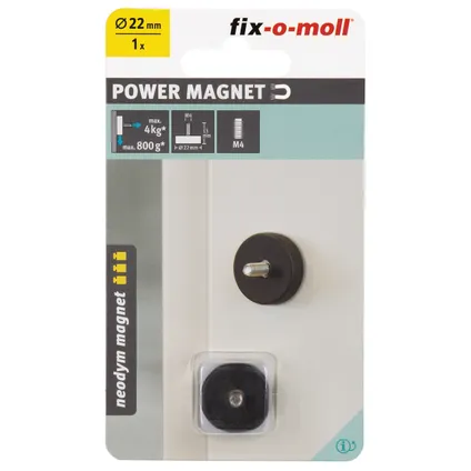 Fix-O-Moll Magneet neodymium schroefdraad rubber 22mm 2