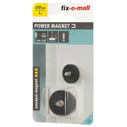 Fix-O-Moll Magneet neodymium schroefdraad rubber 31mm 4