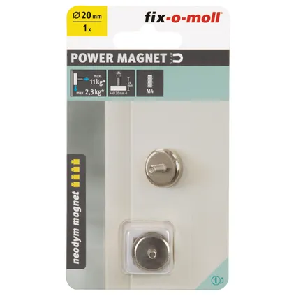 Fix-O-Moll magneet neodymium schroefdraad silicoon 20mm 2