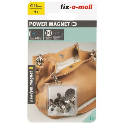 Fix-O-Moll magneet neodymium zilver sluiting 14mm 4 stk 2