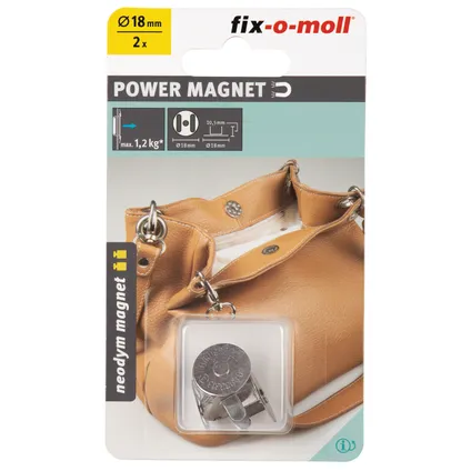 Fix-O-Moll Magneet neodymium slot zilver 18mm 2 stk 2