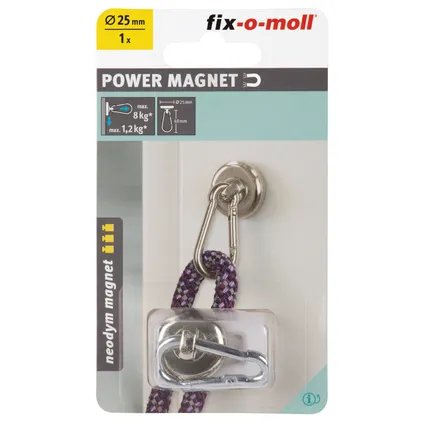 Fix-O-Moll magneet neodymium karabijnhaak 25mmx4cm 2