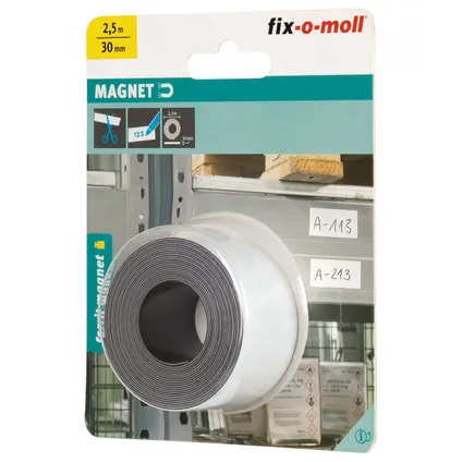 Fix-O-Moll magneetband wit beschrijfbaar ferriet 2,5mx30mm 4