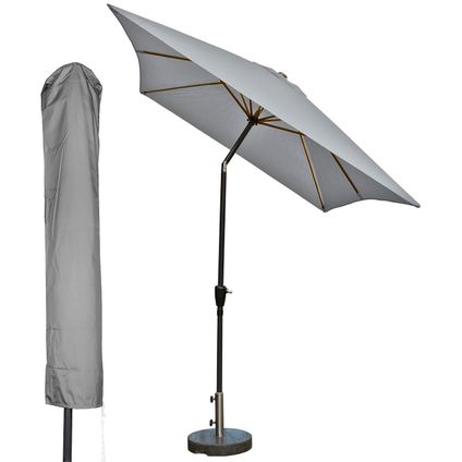 Kopu® Bilbao Set Parasol Rectangulaire 150x250 cm avec Housse - Gris clair