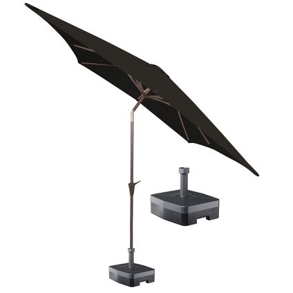 Kopu® Malaga Set Parasol Carré 200x200 cm avec Base - Noir