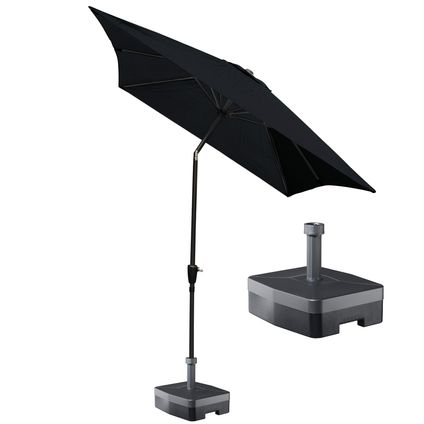 Kopu® Bilbao Set Parasol Rectangulaire 150x250 cm avec Base - Noir