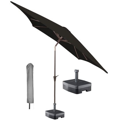 Kopu® Malaga Set Parasol Carré 200x200 cm avec Housse et Base - Noir