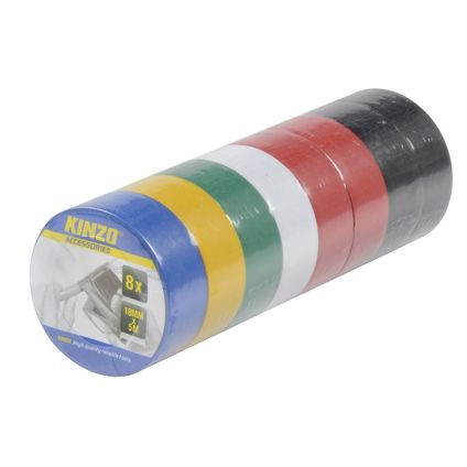 Kinzo Isolatie tape - 8x - gekleurd - 18 mm x 5 meter