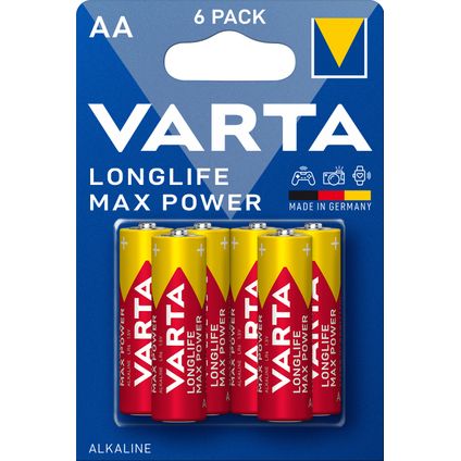 Pile alcaline Varta Longlife Max Power AA 6 pièces