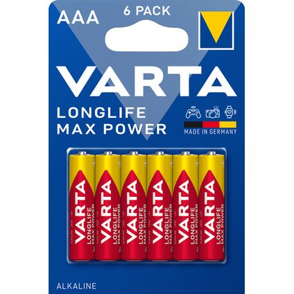 Pile alcaline Varta Longlife Max Power AAA 6 pièces