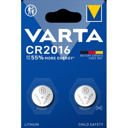 Pile alcaline Varta Lithium Coin CR2016 2 pièces