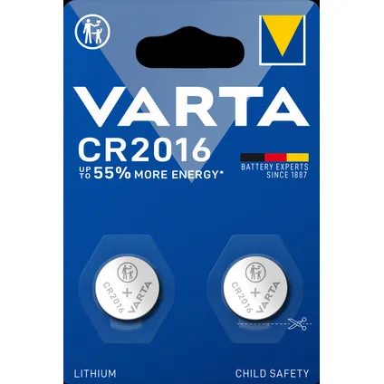 Pile alcaline Varta Lithium Coin CR2016 2 pièces