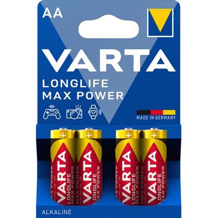 Pile alcaline Varta Longlife Max Power AA 4 pièces
