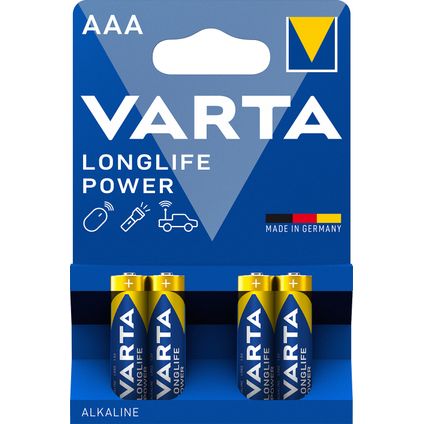 Pile alcaline Varta Longlife Power AAA 4 pièces