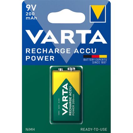 Varta oplaadbare batterij Recharge Accu Power 9V 200 mAh