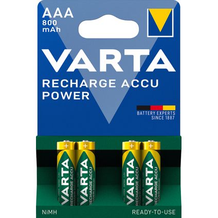 Varta oplaadbare batterij Recharge Accu Power AAA 800 mAh 4st