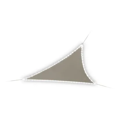 Perel Schaduwdoek met 107 leds, waterafstotend, polyester, driehoek, taupe, 3.6 x 3.6 x 3.6 m, 3