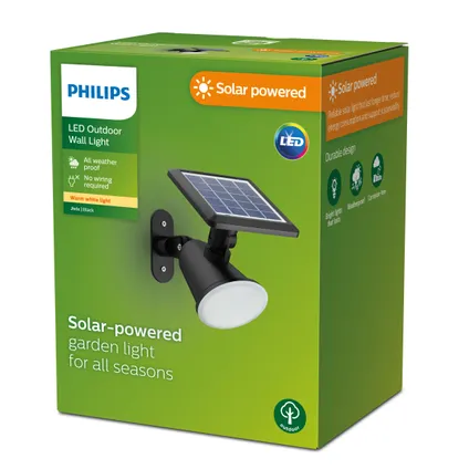 Philips Solar wandlamp Jivix zwart 1,4W 2