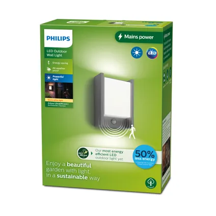 Philips wandlamp Arbour antraciet 3,8W met sensor 2