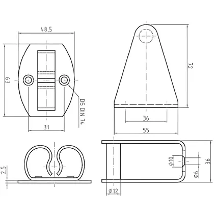 Deurvastzetter - Deurklem - 70mm - Messing mat chroom 2
