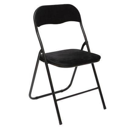 5Five Klapstoel met fluweel zitting - zwart - 44 x 48 x 79 cm - metaal