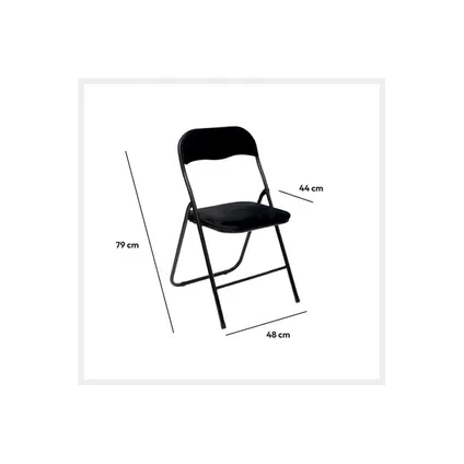 5Five Klapstoel met fluweel zitting - zwart - 44 x 48 x 79 cm - metaal 2