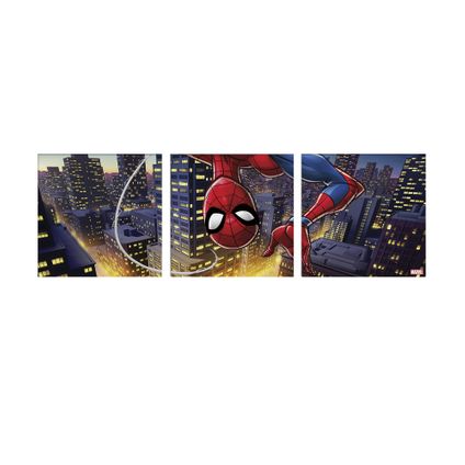 Set de 3 toiles imprimées Spiderman Upside Down 30 x 90cm Multicolore