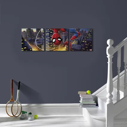 Set de 3 toiles imprimées Spiderman Upside Down 30 x 90cm Multicolore 2
