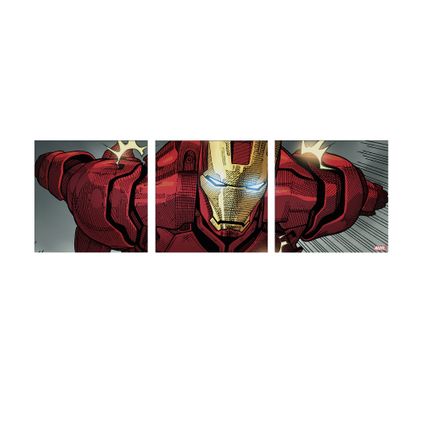 Set de 3 toiles imprimées Iron Man Classic 30 x 90cm Multicolore