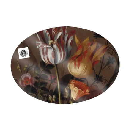 Stilleven met Bloemen - Canvas Ovaal - 50x70 cm 5