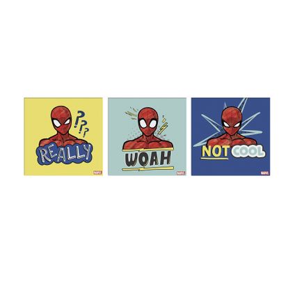 Set de 3 toiles imprimées Spiderman Badges 30 x 90cm Multicolore