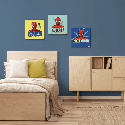 Set de 3 toiles imprimées Spiderman Badges 30 x 90cm Multicolore 2
