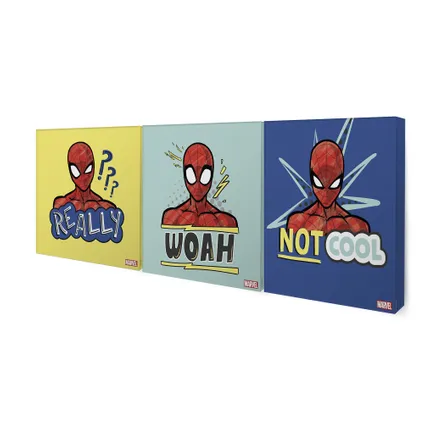 Set de 3 toiles imprimées Spiderman Badges 30 x 90cm Multicolore 3