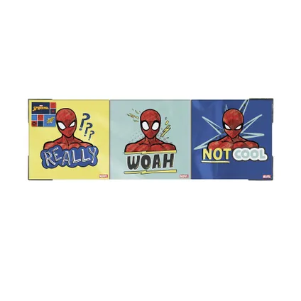Set de 3 toiles imprimées Spiderman Badges 30 x 90cm Multicolore 5