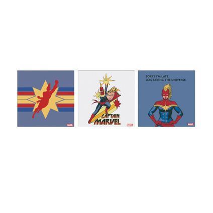 Set de 3 toiles imprimées Captain Marvel 30 x 90cm Multicolore