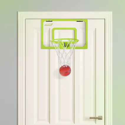 Set panier de basket vert 58x40 cm 3 ballons pompe à balles panneau et anneau 7