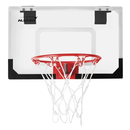 Set panier de basket rouge 58x40 cm 3 ballons pompe à balles panneau et anneau