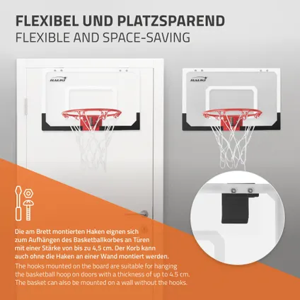 Basketbal Hoepelset met 3 ballen 58x40 cm Wit Nylon en Plastic 3