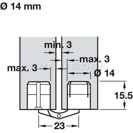 Inboorscharnier - Messing - 14mm - Verpakt per 2 stuks 2