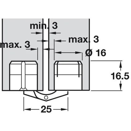 Inboorscharnier - Messing - 16mm - Verpakt per 2 stuks 2