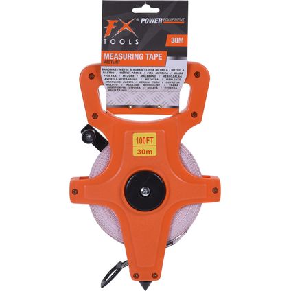 FX Tools Landmeter - oranje - meetlint met rolhendel - 30 meter