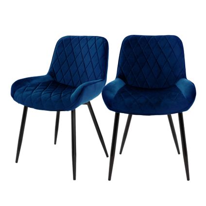 Lot de 2 Chaises ML-Design de Salle à Manger - Bleu Foncé - Style Rétro Assise Rembourrée