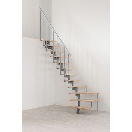 Escalier quart tournant Style turn - Acier blanc - Hêtre