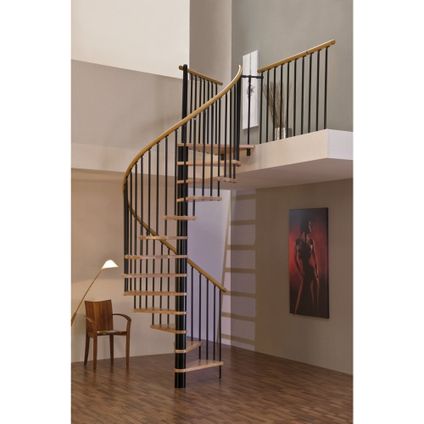 Escalier colimaçon HandyStairs "Spiral Wood" - ? 160 cm - hauteur 309 cm - 12 marches en hêtre laqué