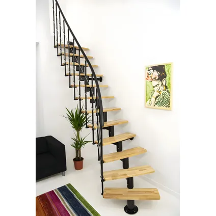 Escalier central Comforttop largeur 85cm - Acier blanc - Noyer 3