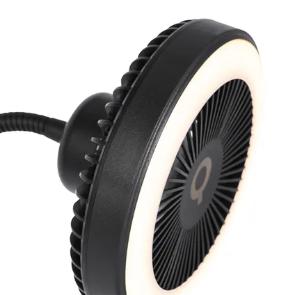 QAZQA Vloerventilator zwart incl. LED dimbaar - Dores 3